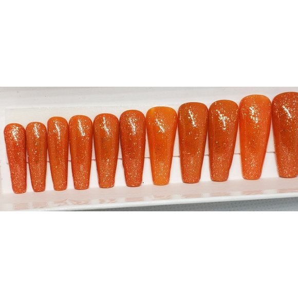 Long Coffin Shaped Sparkling Orange in a Set of 22 - Picture 2 of 4